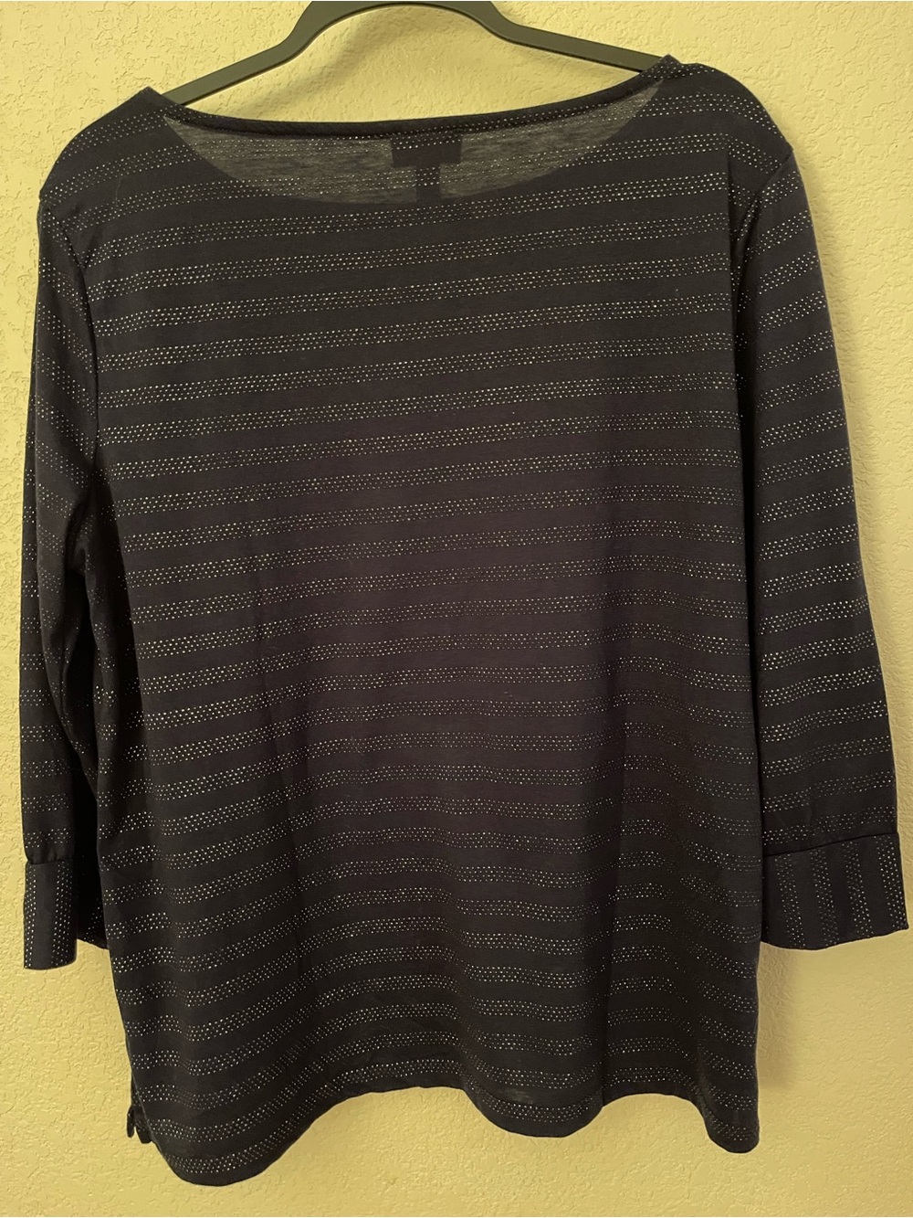 Jones New York Black Striped Metallic Dot Knit Top